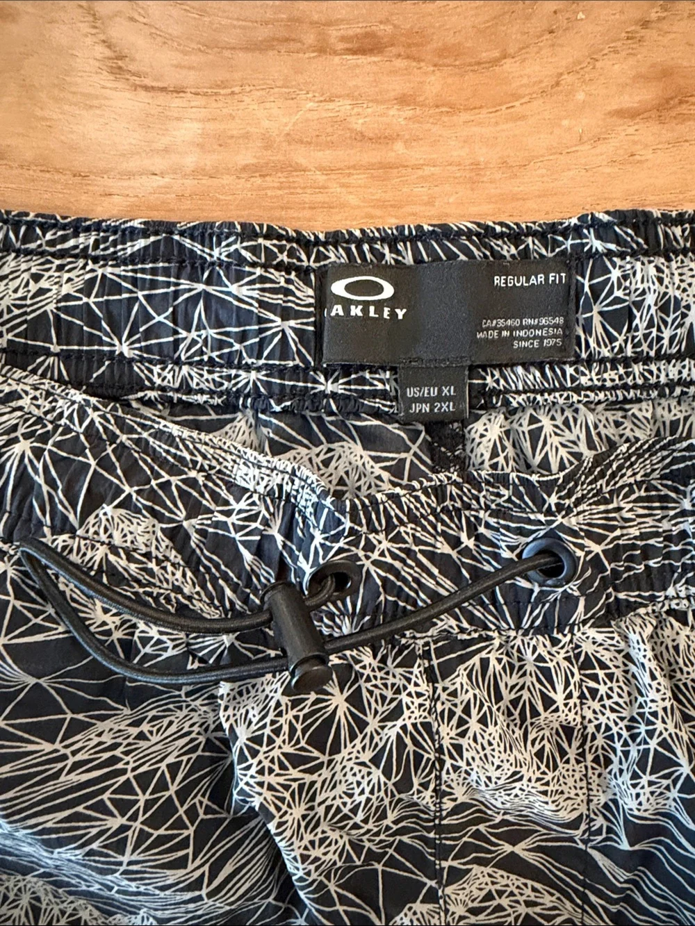 Oakley Men’s Black & White Geometric Swim Shorts